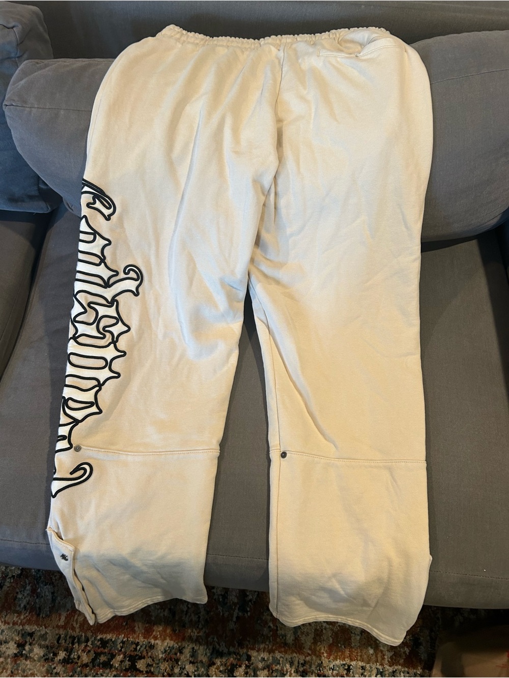 Men's Cream Graphic Side-Script Joggers